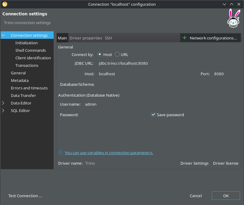 Dbeaver Trino Connection Setup